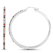 Bids.com 2.24 Carat Genuine Multi Sapphire .925 Sterling Silver Earrings Earrings White Smoke
