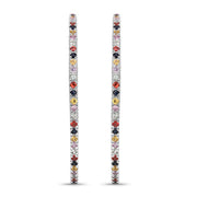 Bids.com 2.24 Carat Genuine Multi Sapphire .925 Sterling Silver Earrings Earrings White Smoke