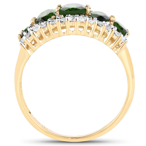 Bids.com 18K Yellow Gold Plated 2.70 Carat Genuine Chrome Diopside and White Topaz .925 Sterling Silver Ring Rings White Smoke size 5.00,size 10.00,size 6.00,size 7.00,size 8.00,size 9.00,size 11.00