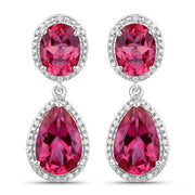 Bids.com 11.35 Carat Genuine Pink Topaz and White Diamond .925 Sterling Silver Earrings Earrings White Smoke Default Title