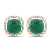 Bids.com 4.40 Carat Dyed Emerald and White Diamond .925 Sterling Silver Earrings Earrings White Smoke Default Title