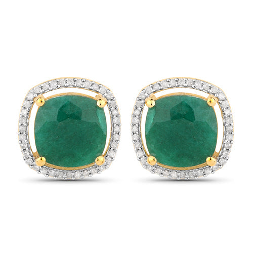 Bids.com 4.40 Carat Dyed Emerald and White Diamond .925 Sterling Silver Earrings Earrings White Smoke Default Title