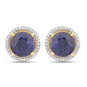 Bids.com 5.20 Carat Dyed Sapphire and White Diamond .925 Sterling Silver Earrings Earrings White Smoke Default Title