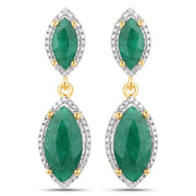 Bids.com 4.21 Carat Dyed Emerald and White Diamond .925 Sterling Silver Earrings Earrings White Smoke Default Title