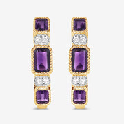 Bids.com 2.18 Carat Genuine Amethyst and White Topaz .925 Sterling Silver Earrings Earrings White Smoke