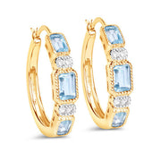 Bids.com 2.66 Carat Genuine Blue Topaz and White Topaz .925 Sterling Silver Earrings Earrings White Smoke Default Title