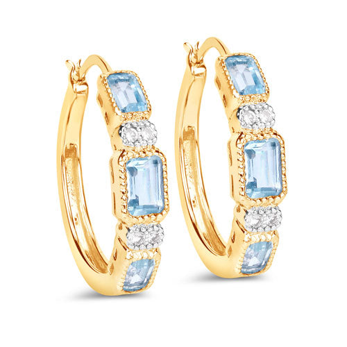 Bids.com 2.66 Carat Genuine Blue Topaz and White Topaz .925 Sterling Silver Earrings Earrings White Smoke Default Title