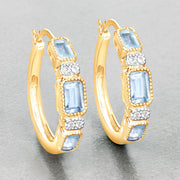 Bids.com 2.66 Carat Genuine Blue Topaz and White Topaz .925 Sterling Silver Earrings Earrings Gray