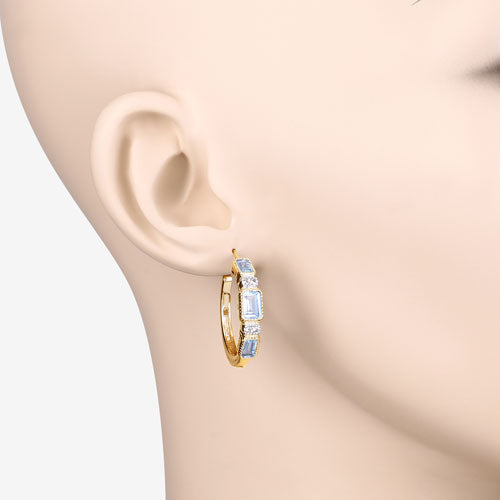 Bids.com 2.66 Carat Genuine Blue Topaz and White Topaz .925 Sterling Silver Earrings Earrings Antique White