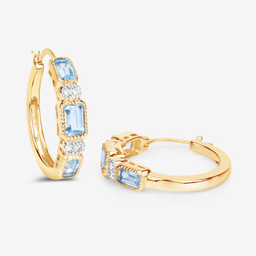 Bids.com 2.66 Carat Genuine Blue Topaz and White Topaz .925 Sterling Silver Earrings Earrings White Smoke