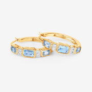 Bids.com 2.66 Carat Genuine Blue Topaz and White Topaz .925 Sterling Silver Earrings Earrings White Smoke