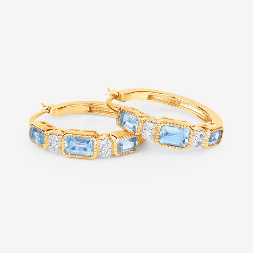Bids.com 2.66 Carat Genuine Blue Topaz and White Topaz .925 Sterling Silver Earrings Earrings White Smoke