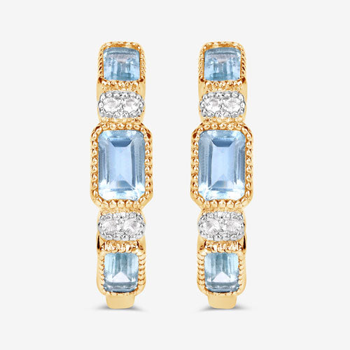 Bids.com 2.66 Carat Genuine Blue Topaz and White Topaz .925 Sterling Silver Earrings Earrings White Smoke