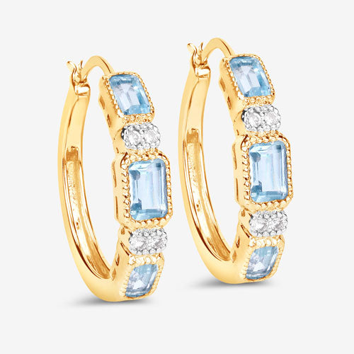 Bids.com 2.66 Carat Genuine Blue Topaz and White Topaz .925 Sterling Silver Earrings Earrings White Smoke