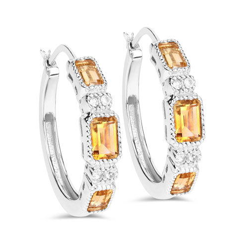 Bids.com 2.88 Carat Genuine Citrine and White Topaz .925 Sterling Silver Earrings Earrings White Smoke Default Title