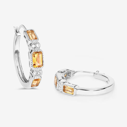 Bids.com 2.88 Carat Genuine Citrine and White Topaz .925 Sterling Silver Earrings Earrings White Smoke