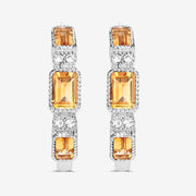 Bids.com 2.88 Carat Genuine Citrine and White Topaz .925 Sterling Silver Earrings Earrings White Smoke