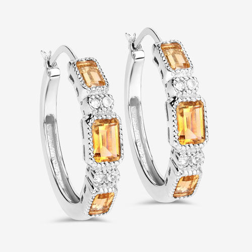 Bids.com 2.88 Carat Genuine Citrine and White Topaz .925 Sterling Silver Earrings Earrings White Smoke