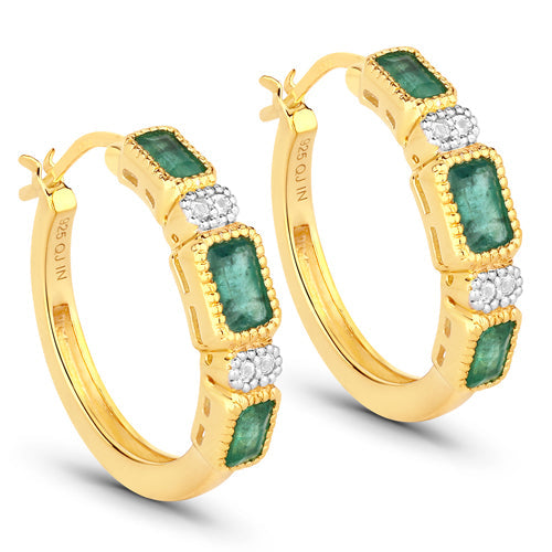 Bids.com 2.40 Carat Genuine Zambian Emerald and White Topaz .925 Sterling Silver Earrings Earrings White Smoke Default Title