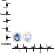 Bids.com 2.22 Carat Genuine Blue Sapphire and White Diamond 14K White Gold Earrings Earrings White Smoke