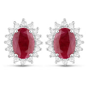 Bids.com 2.02 Carat Genuine Ruby and White Diamond 14K White Gold Earrings Earrings White Smoke Default Title
