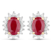Bids.com 2.02 Carat Genuine Ruby and White Diamond 14K Yellow Gold Earrings Earrings White Smoke Default Title