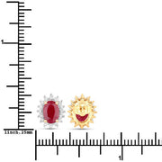Bids.com 2.02 Carat Genuine Ruby and White Diamond 14K Yellow Gold Earrings Earrings White Smoke