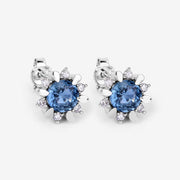 Bids.com 1.87 Carat Genuine Blue Sapphire and White Diamond 14K White Gold Earrings Earrings White Smoke