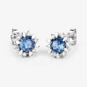 Bids.com 1.87 Carat Genuine Blue Sapphire and White Diamond 14K White Gold Earrings Earrings White Smoke