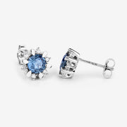 Bids.com 1.87 Carat Genuine Blue Sapphire and White Diamond 14K White Gold Earrings Earrings White Smoke