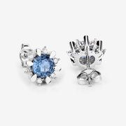 Bids.com 1.87 Carat Genuine Blue Sapphire and White Diamond 14K White Gold Earrings Earrings White Smoke