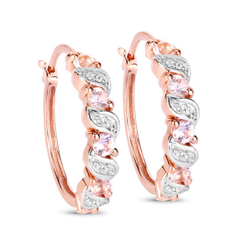 Bids.com 0.98 Carat Genuine Morganite and White Topaz .925 Sterling Silver Earrings Earrings White Smoke Default Title