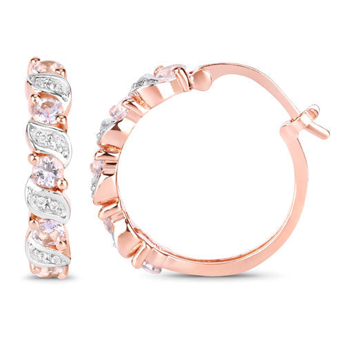 Bids.com 0.98 Carat Genuine Morganite and White Topaz .925 Sterling Silver Earrings Earrings White Smoke
