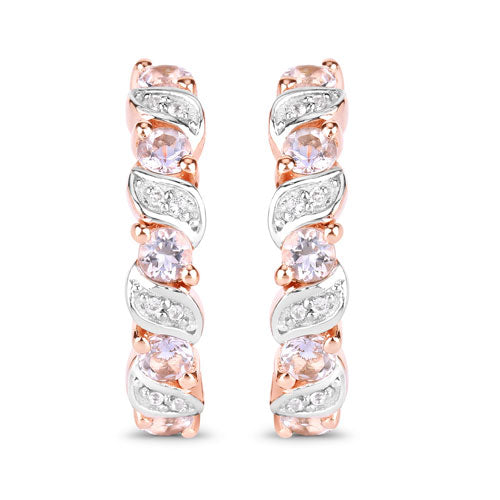 Bids.com 0.98 Carat Genuine Morganite and White Topaz .925 Sterling Silver Earrings Earrings White Smoke
