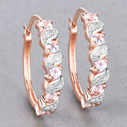 Bids.com 0.98 Carat Genuine Morganite and White Topaz .925 Sterling Silver Earrings Earrings Gray