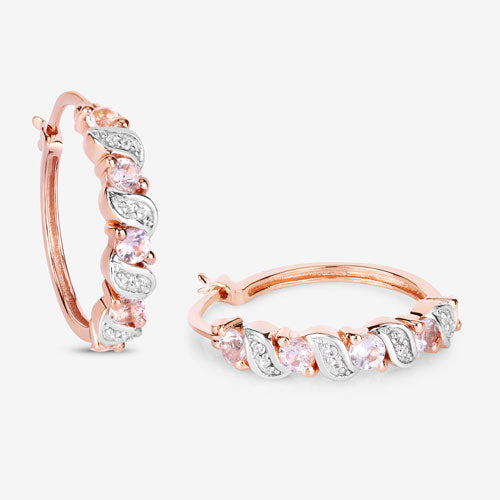 Bids.com 0.98 Carat Genuine Morganite and White Topaz .925 Sterling Silver Earrings Earrings White Smoke
