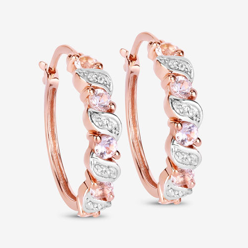 Bids.com 0.98 Carat Genuine Morganite and White Topaz .925 Sterling Silver Earrings Earrings White Smoke