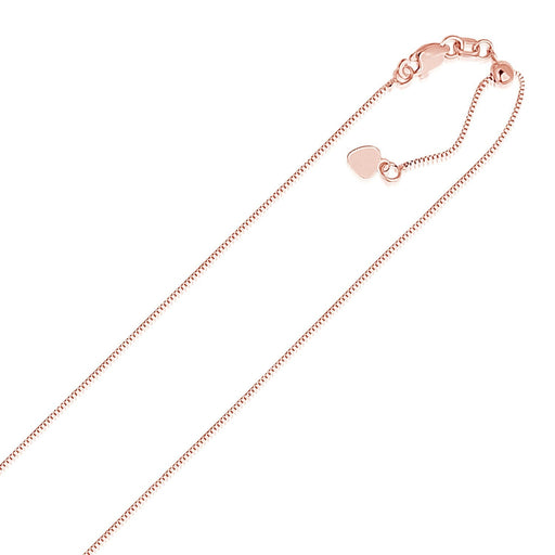Bids.com 14k Rose Gold Adjustable Box Chain 0.7mm Necklaces White Smoke 22 / Rose Gold,One / Rose Gold