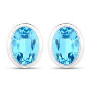 Bids.com 4.00 Carat Genuine Swiss Blue Topaz .925 Sterling Silver Earrings Earrings White Smoke Default Title