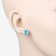 Bids.com 4.00 Carat Genuine Swiss Blue Topaz .925 Sterling Silver Earrings Earrings Light Gray
