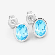 Bids.com 4.00 Carat Genuine Swiss Blue Topaz .925 Sterling Silver Earrings Earrings White Smoke