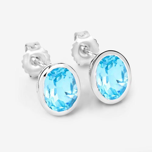 Bids.com 4.00 Carat Genuine Swiss Blue Topaz .925 Sterling Silver Earrings Earrings White Smoke