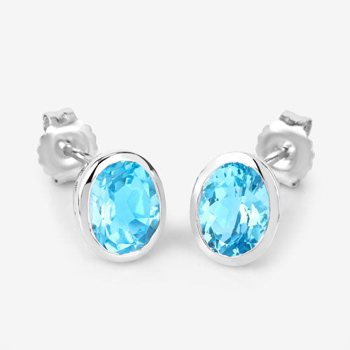 Bids.com 4.00 Carat Genuine Swiss Blue Topaz .925 Sterling Silver Earrings Earrings White Smoke
