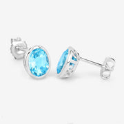 Bids.com 4.00 Carat Genuine Swiss Blue Topaz .925 Sterling Silver Earrings Earrings White Smoke