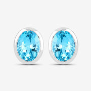 Bids.com 4.00 Carat Genuine Swiss Blue Topaz .925 Sterling Silver Earrings Earrings White Smoke
