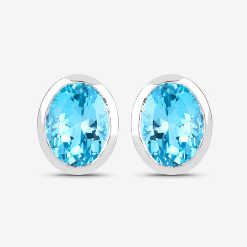 Bids.com 4.00 Carat Genuine Swiss Blue Topaz .925 Sterling Silver Earrings Earrings White Smoke