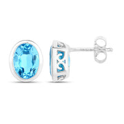 Bids.com 4.00 Carat Genuine Swiss Blue Topaz .925 Sterling Silver Earrings Earrings White Smoke