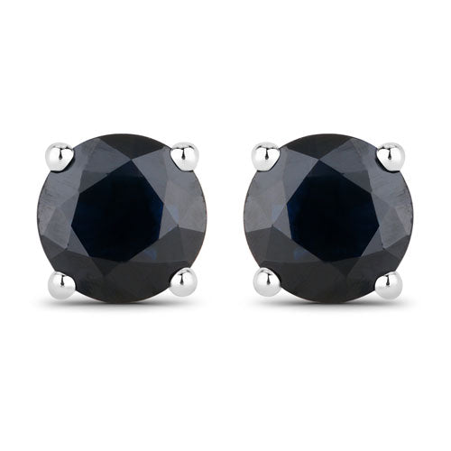 Bids.com 1.70 Carat Genuine Blue Sapphire 10K White Gold Earrings Earrings White Smoke Default Title