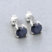 Bids.com 1.70 Carat Genuine Blue Sapphire 10K White Gold Earrings Earrings Light Gray