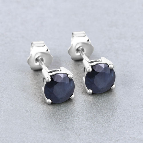 Bids.com 1.70 Carat Genuine Blue Sapphire 10K White Gold Earrings Earrings Light Gray